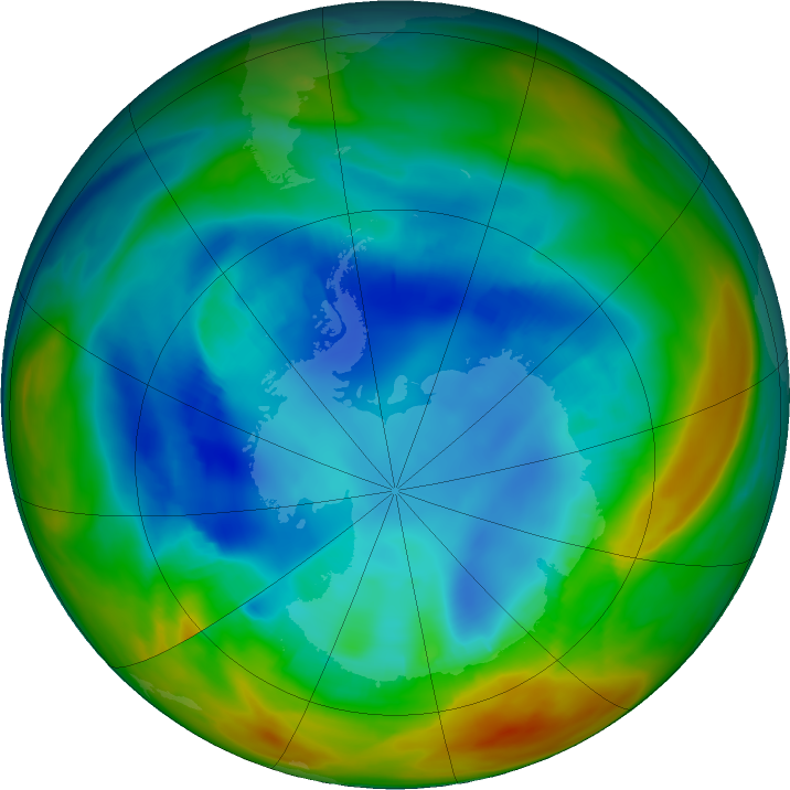 Antarctic ozone map for 12 August 2017